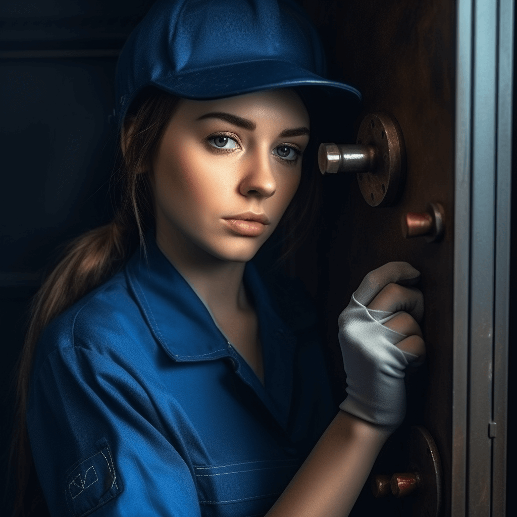 Cerrajera arreglando puerta